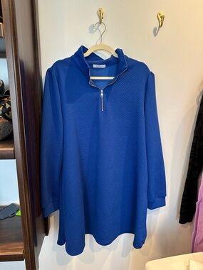 Women’s Royal Blue Long Sleeve Zip-Neck Dress